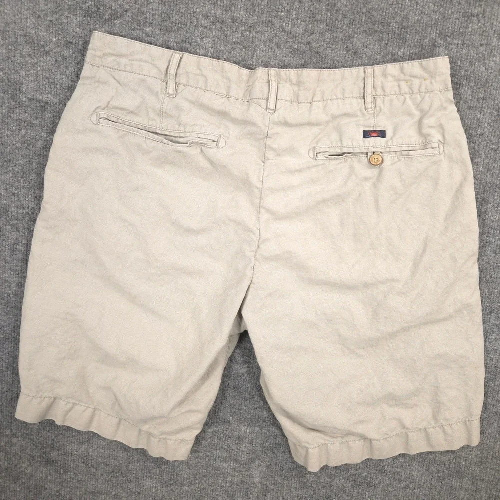 Faherty Malibu Shorts Mens 33 Gray Chino Linen Blend Summer Resort Preppy Casual